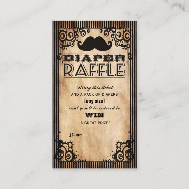 Steampunk Look Baby Boy Diaper Raffle Ticket Enclosure Card (Front)