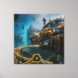 Steampunk Lost City of Atlantis Canvas Print