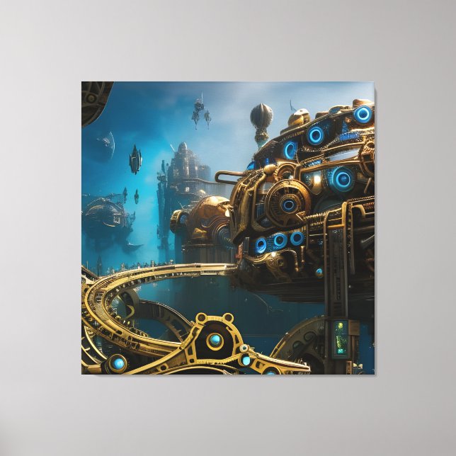 Steampunk Lost City of Atlantis Canvas Print (Front)