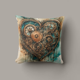 Steampunk Love Throw Pillow
