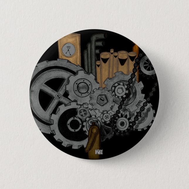 Steampunk Machinery 2 Inch Round Button (Front)