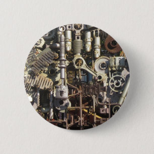 Steampunk machinery 2 inch round button