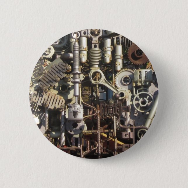 Steampunk machinery 2 inch round button (Front)