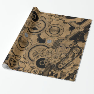 Steampunk Machinery (Brassy) Wrapping Paper