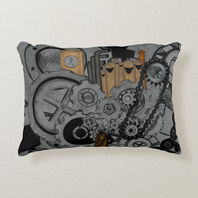 Steampunk Machinery (Full Colour) Accent Pillow (Front)