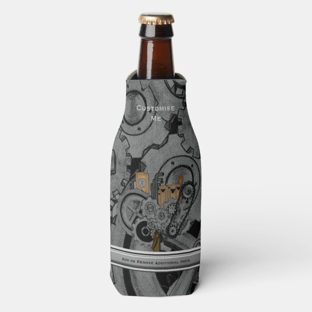 Steampunk Machinery (Full Colour) Bottle Cooler (Bottle Front)