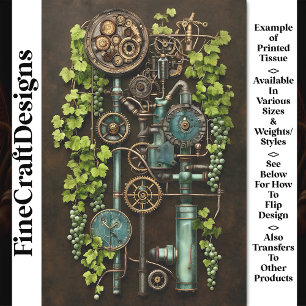 Steampunk Machinery & Grape Vine BQ3 Decoupage Tissue Paper