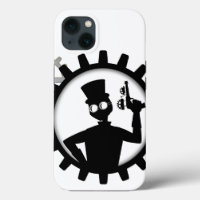 Steampunk Man Holding Gun In Gear