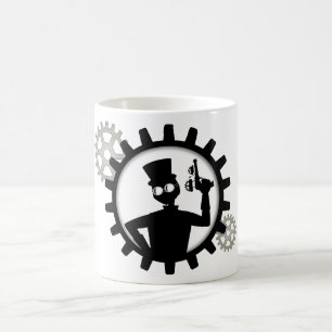 Steampunk Man Holding Gun In Gear Coffee Mug
