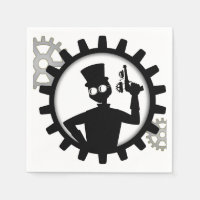 Steampunk Man Holding Gun In Gear