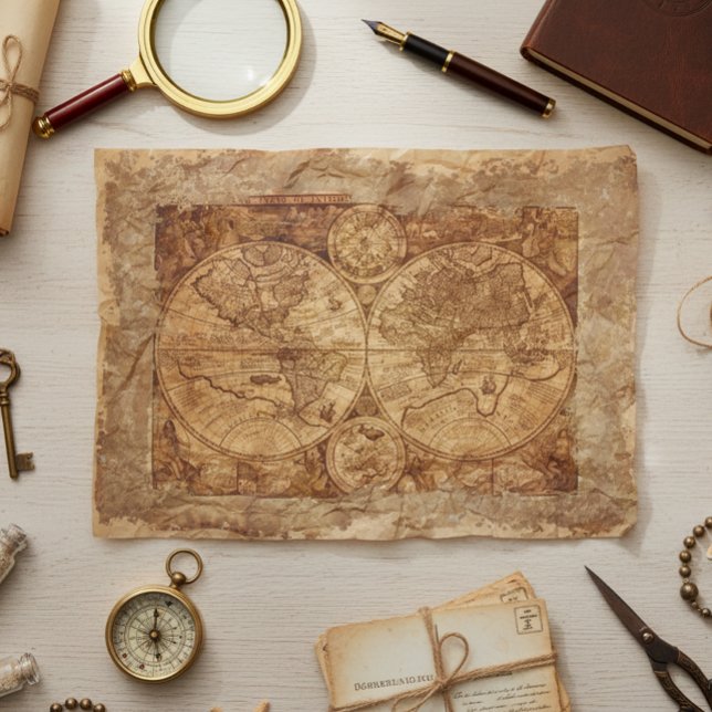 Steampunk Map World Industrial Vintage Tissue Paper (Creator Uploaded)