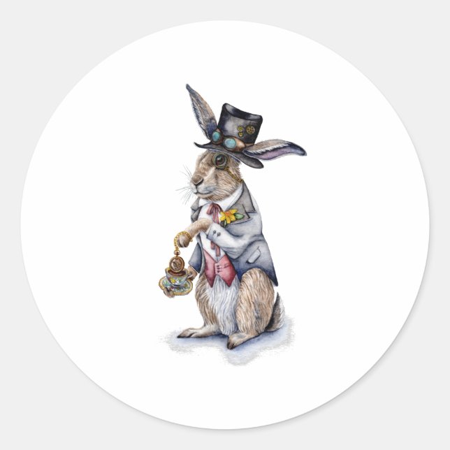 Steampunk March Hare Classic Round Sticker (Front)