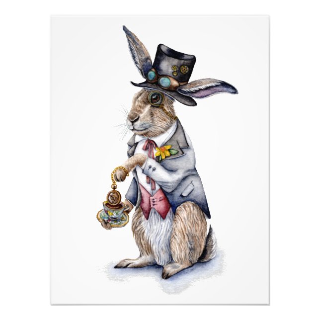 Steampunk March Hare Photo Print (Devant)