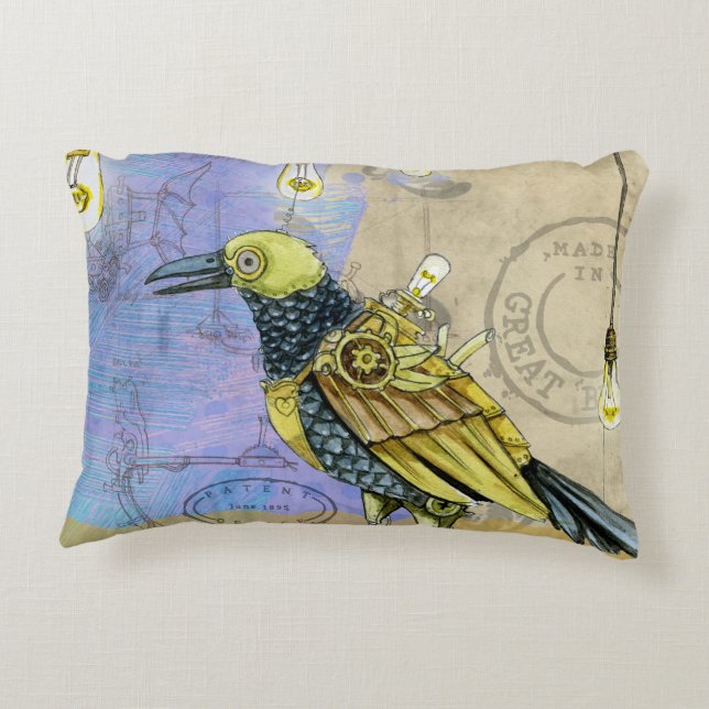 Steampunk Mechanical Bird Engineering Father's Day Accent Pillow (Back)