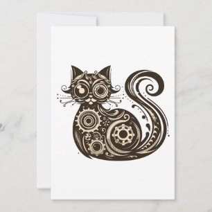 Steampunk Mechanical Cat Invitation