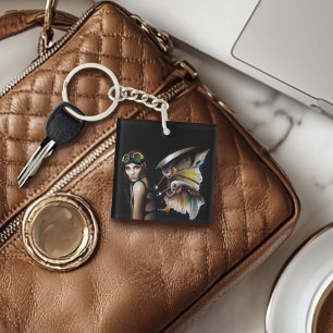 Steampunk Mechanical Fairy Wings Goggles Keychain