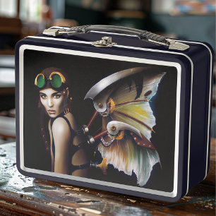 Steampunk Mechanical Fairy Wings Goggles  Metal Lunch Box