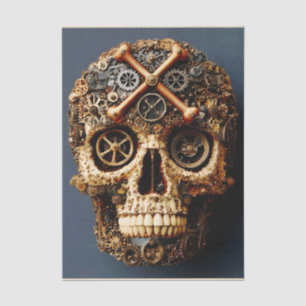 Steampunk Mechanical Gothic Skull FF8R Decoupage Tissue Paper