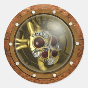 Steampunk Mechanical Heart Classic Round Sticker