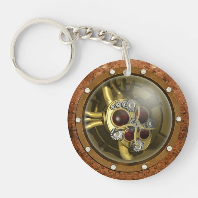 Steampunk Mechanical Heart Keychain (Front)