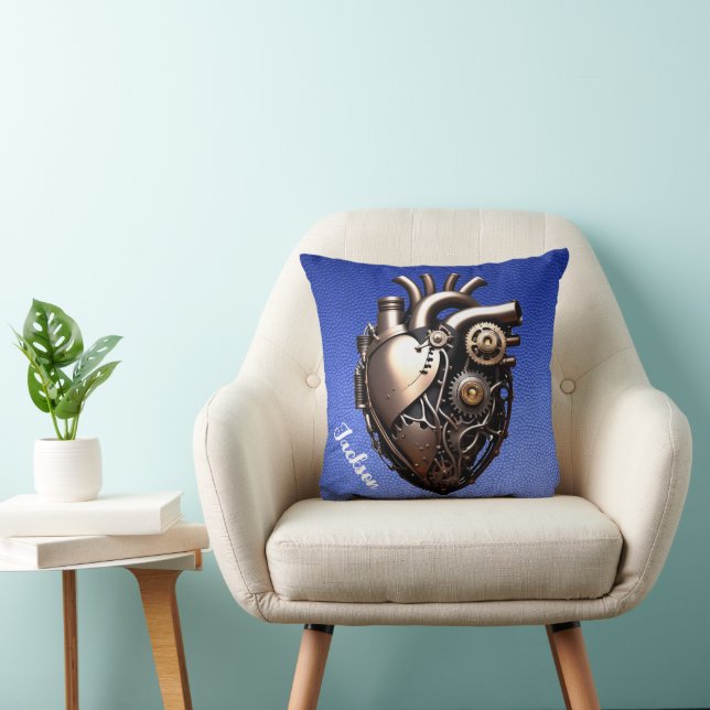  Steampunk Mechanical Heart Throw Pillow (Chair)