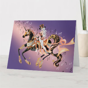 Steampunk Mechanical Horse & Lady Greetings Card