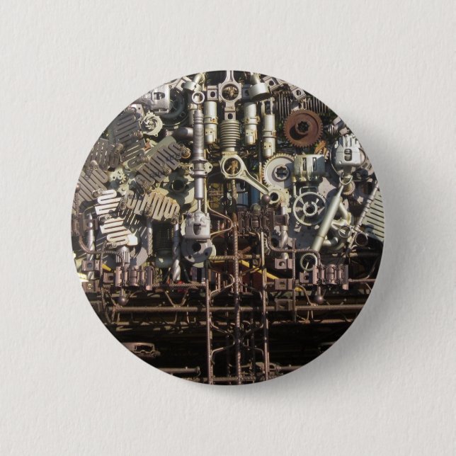 Steampunk mechanical machinery machines 2 inch round button (Front)