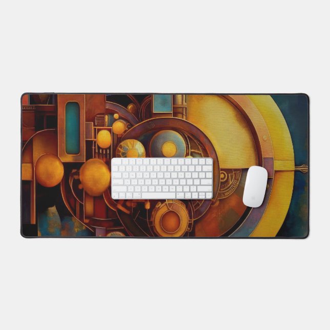 Steampunk Mechanical Orb Composition Desk Mat (Keyboard & Mouse)