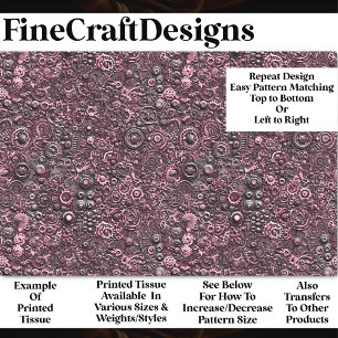 Steampunk Mechanical Pattern Pink BN1 Decoupage Tissue Paper