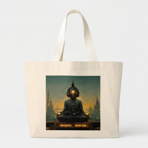 Steampunk Meditating Buddha Large Tote Bag