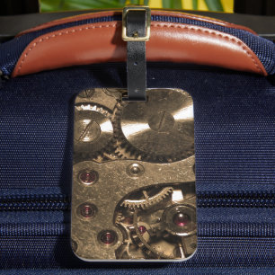 Steampunk Metal Clock Gears Luggage Tag