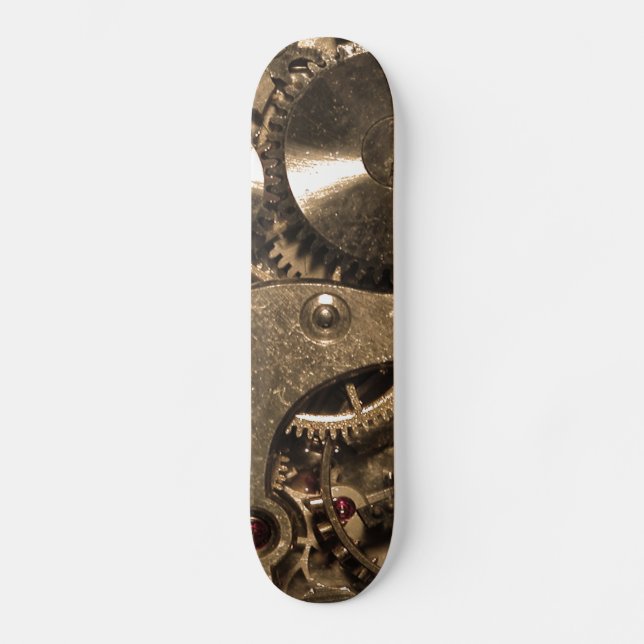 Steampunk Metal Clock Gears Skateboard (Front)