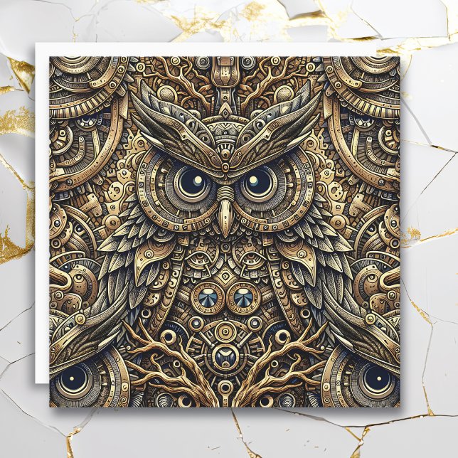 Steampunk Metal Gears and Owl  Card (Creator Uploaded)