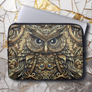 Steampunk Metal Gears and Owl Laptop Sleeve