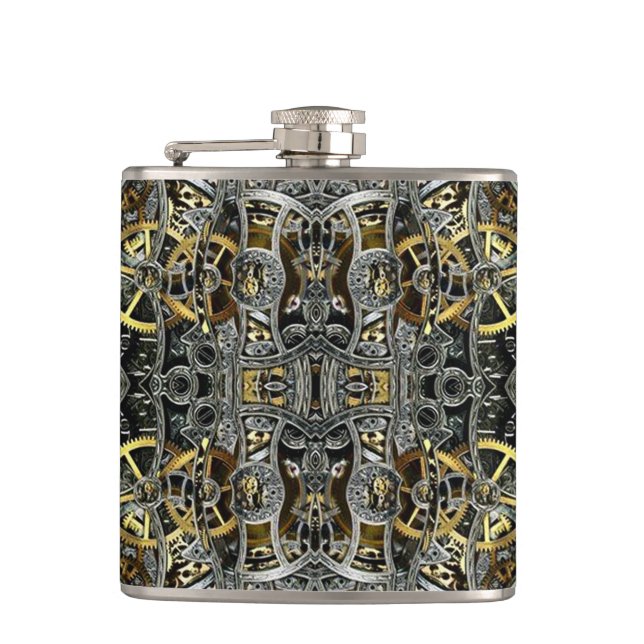 Steampunk Metal Gears Hip Flask (Front)