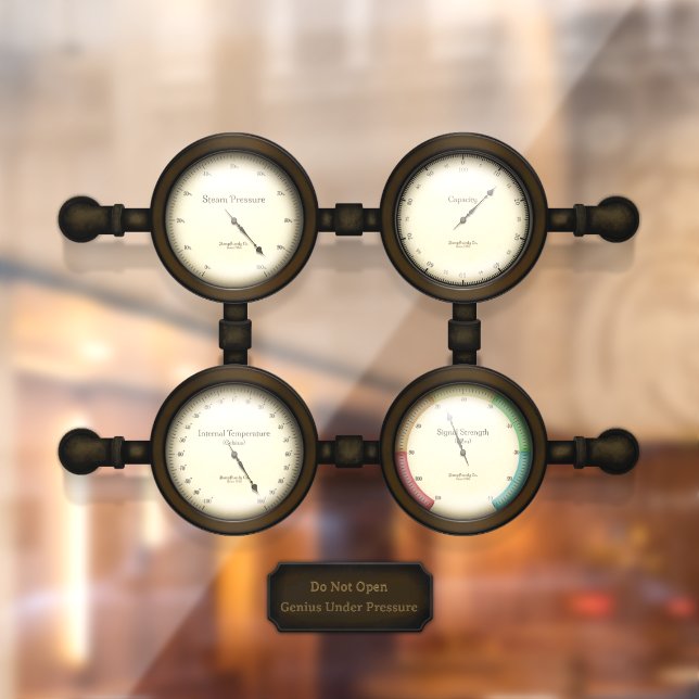 Steampunk Metres & Gauges Customizable Plaque  Window Cling (Sheet 2)