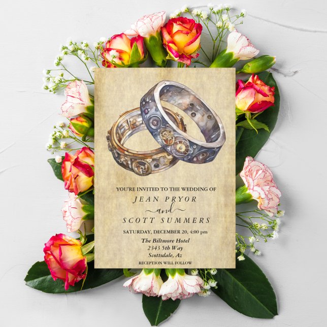 Steampunk Modern Rings Minimalistic  Invitation (Creator Uploaded)