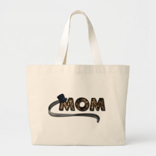 Steampunk Mom Gears and Top Hat Large Tote Bag