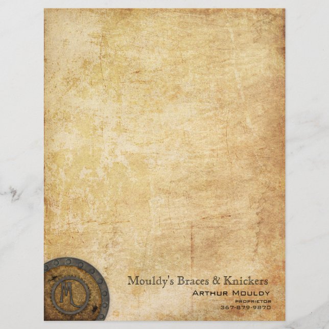 Steampunk Monogram Antique M Letterhead (Front)