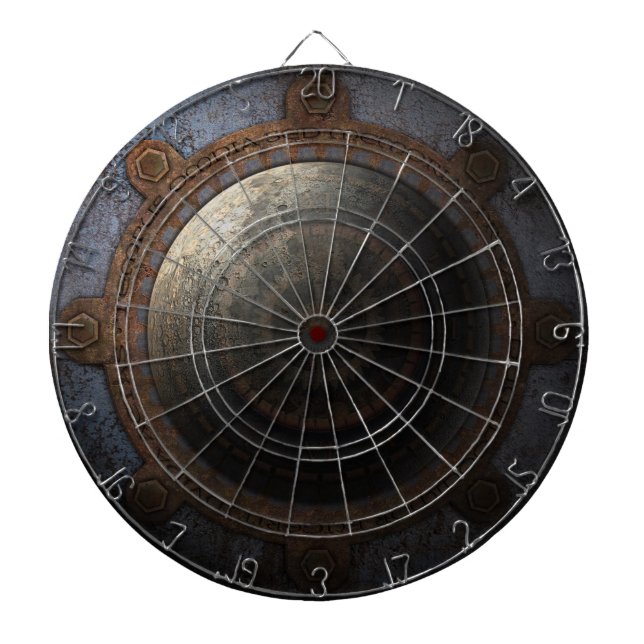 Steampunk Moon Clock Time Metal Gears Dartboard (Front)