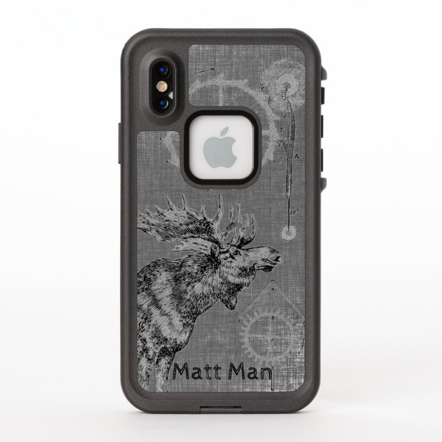 Steampunk Moose Gears Horloge coque iphone (Dos)