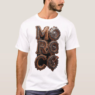 Steampunk Morocco Industrial Gear Typography T-Shi T-Shirt