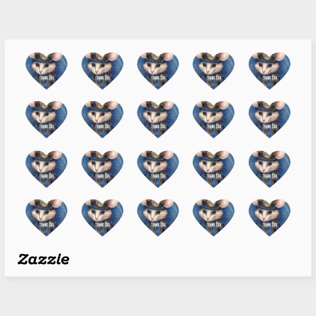 Steampunk Mouse Captain Muffinpounce Heart Sticker (Sheet)