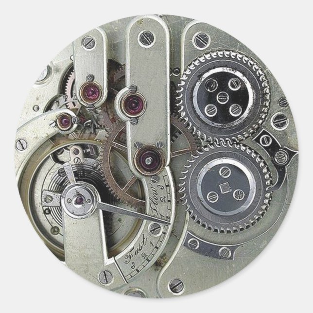 Steampunk moving parts Sticker silver (Front)