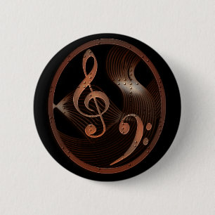 Steampunk Music Design Button pin