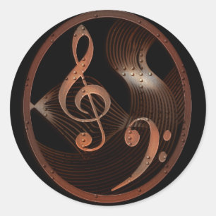 Steampunk Music Design round stickers