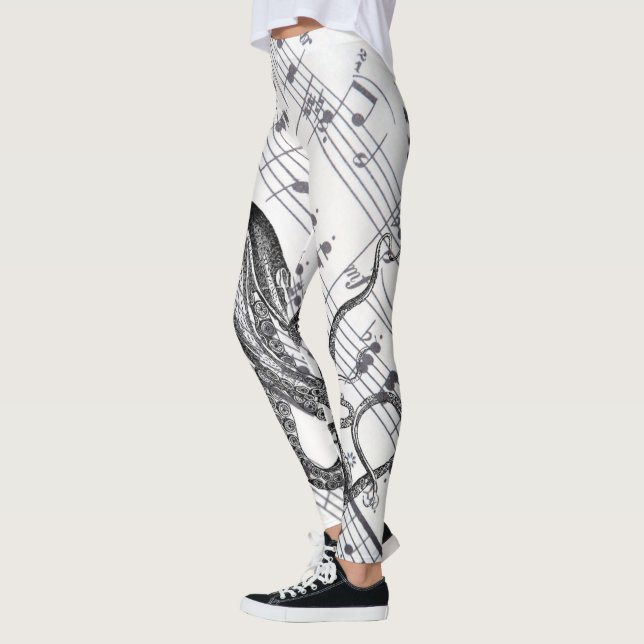 steampunk music nautical marine vintage octopus leggings (Left)