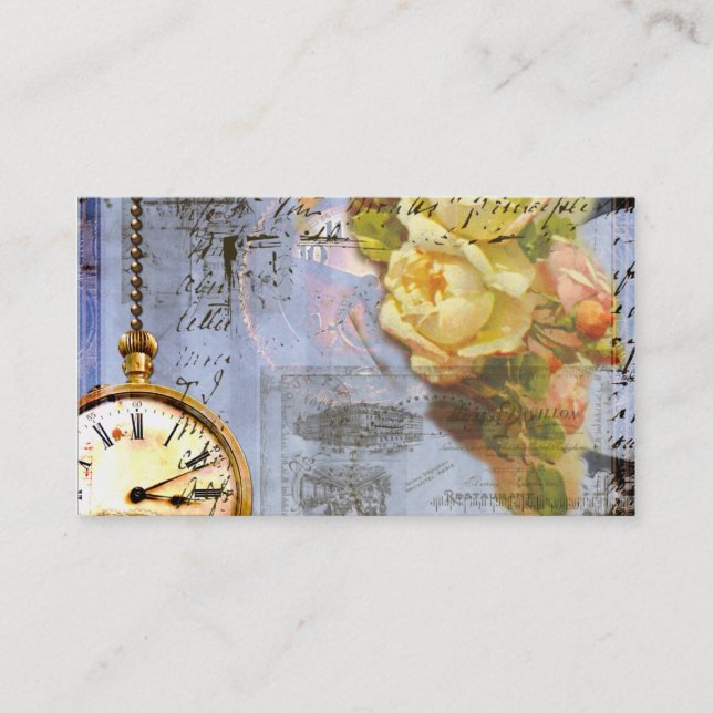 Steampunk n Roses Timepiece Business Cards (Front)