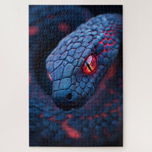 Steampunk Neon Snake Head Jigsaw Puzzle