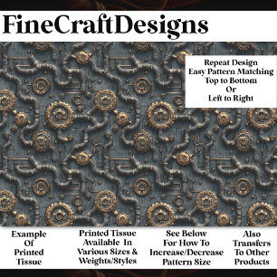 Steampunk Network Of Gears & Pipes BL8 Decoupage Tissue Paper